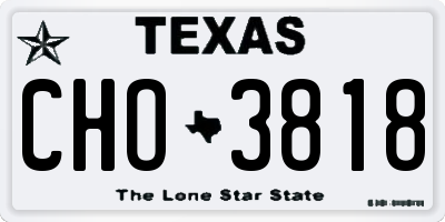 TX license plate CHO3818