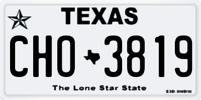 TX license plate CHO3819