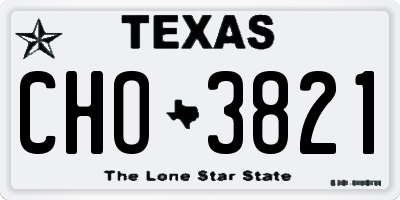 TX license plate CHO3821