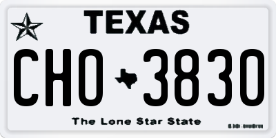TX license plate CHO3830