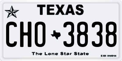 TX license plate CHO3838