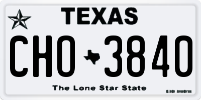 TX license plate CHO3840
