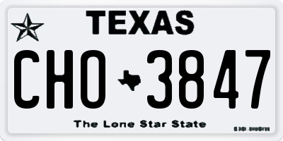 TX license plate CHO3847