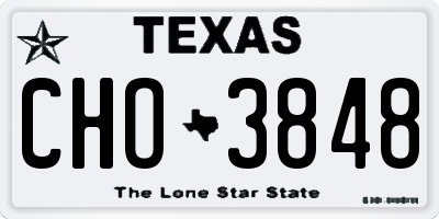 TX license plate CHO3848
