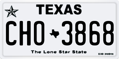 TX license plate CHO3868