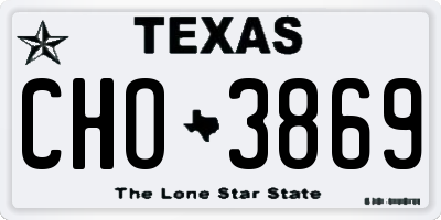TX license plate CHO3869