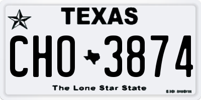TX license plate CHO3874