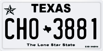 TX license plate CHO3881