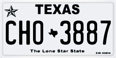 TX license plate CHO3887