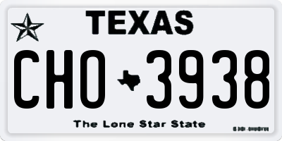 TX license plate CHO3938