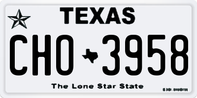 TX license plate CHO3958