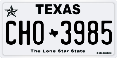 TX license plate CHO3985