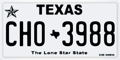 TX license plate CHO3988