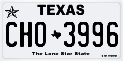 TX license plate CHO3996