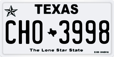 TX license plate CHO3998
