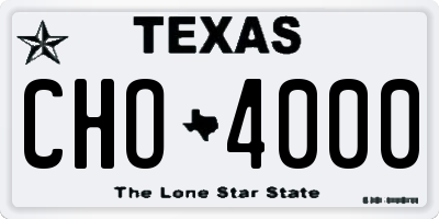 TX license plate CHO4000