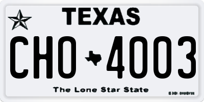 TX license plate CHO4003