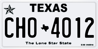 TX license plate CHO4012
