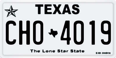TX license plate CHO4019