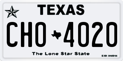 TX license plate CHO4020