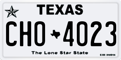 TX license plate CHO4023