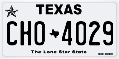 TX license plate CHO4029