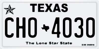 TX license plate CHO4030