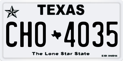 TX license plate CHO4035