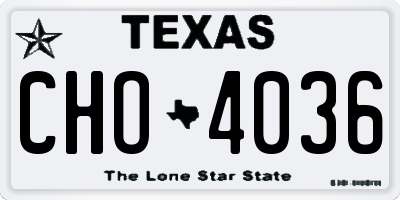 TX license plate CHO4036