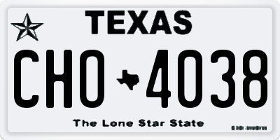 TX license plate CHO4038