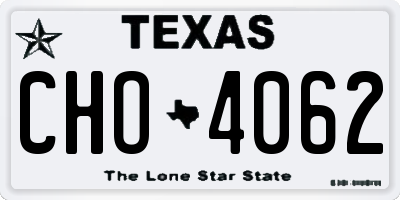 TX license plate CHO4062