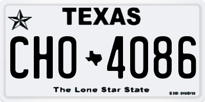 TX license plate CHO4086