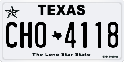 TX license plate CHO4118