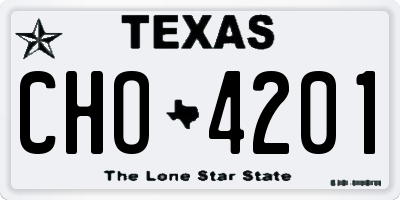 TX license plate CHO4201
