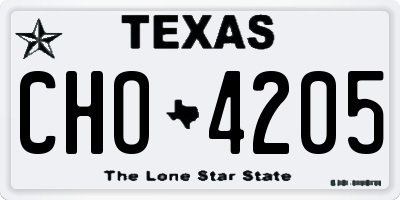 TX license plate CHO4205