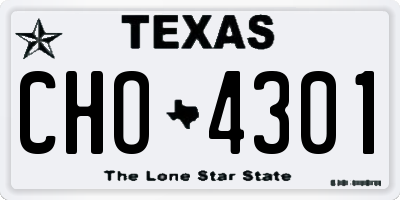 TX license plate CHO4301