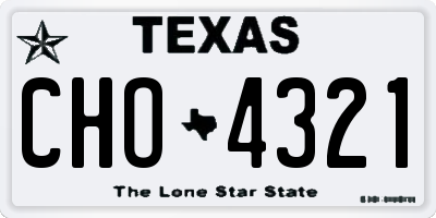 TX license plate CHO4321