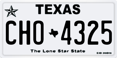 TX license plate CHO4325