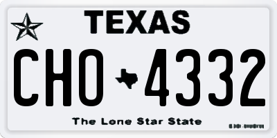 TX license plate CHO4332