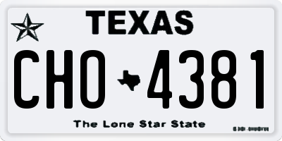 TX license plate CHO4381