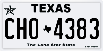 TX license plate CHO4383