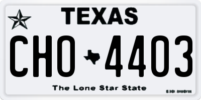 TX license plate CHO4403