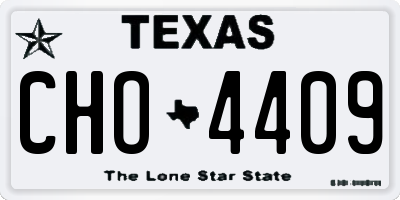 TX license plate CHO4409