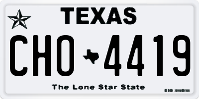 TX license plate CHO4419