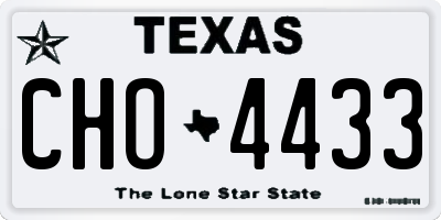 TX license plate CHO4433
