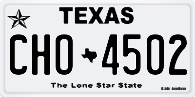 TX license plate CHO4502