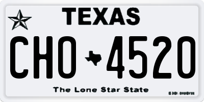 TX license plate CHO4520