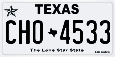 TX license plate CHO4533