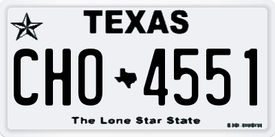 TX license plate CHO4551
