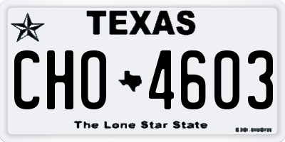 TX license plate CHO4603